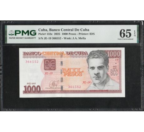 1 000 pesos 2025 Kuba PMG obal