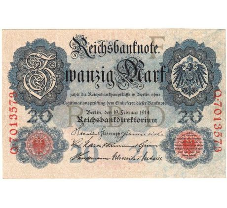 20 rísškých mariek 1914 Nemecko