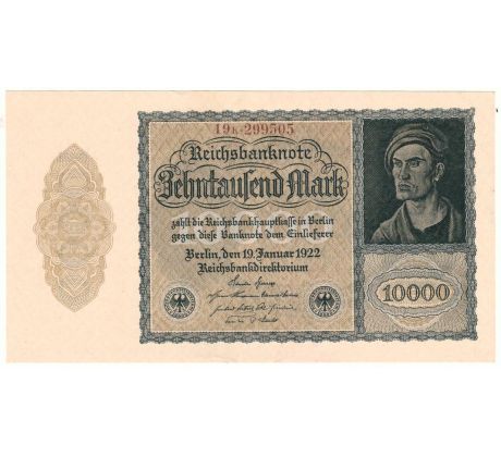 10 000 reichsbankovka 1922 Nemecko 6.miestna séria