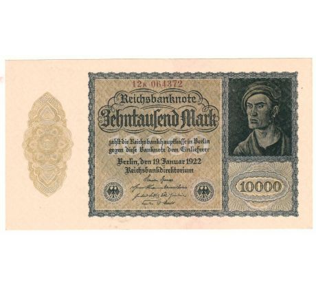 10 000 reichsbankovka 1922 Nemecko /02/ 6.miestna séria