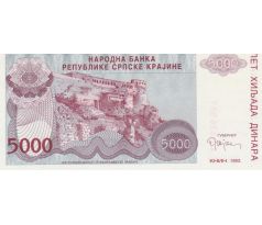 5 000 dinár 1993 Srbská krajina