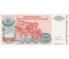 5 000 000 dinár 1993 Srbská krajina