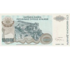 100 000 000 dinár 1993 Srbská krajina