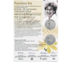 Pamätný list 10€ 2026 - Eva Siracká - 100.výročie narodenia