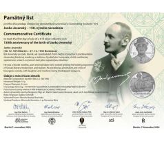 Pamätný list 10€ 2024 - Janko Jesenský - 150. výročie narodenia