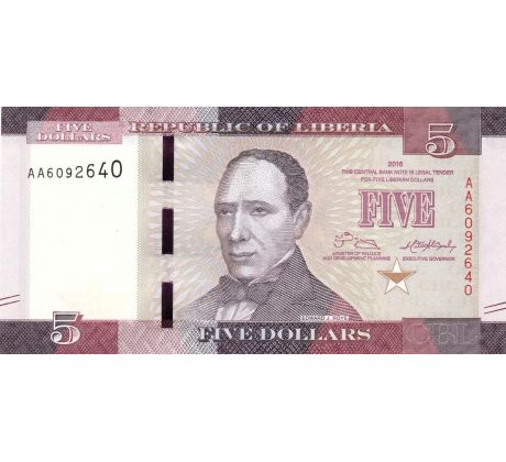 5 dolárov 2016 Libéria