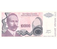 100 000 dinár 1993 Bosna a Hercegovina